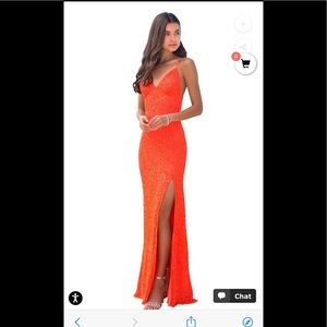 Worn once, perfect condition… beautiful orange gown, fully beaded.